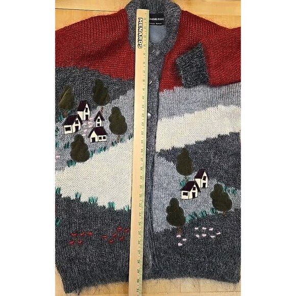Vintage Norwegian Design Womans Small Oversized Cardigan Wool Bergen Hand Made - Picture 7 of 12